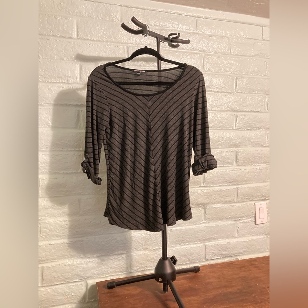 Cable & Gauge Grey and Black Striped Shirt‎ Like New Size Large